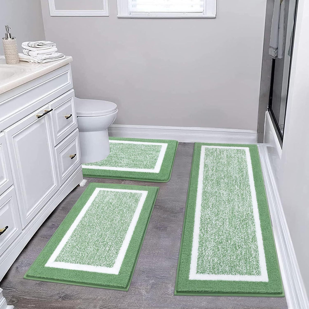 Bathroom Mat Set Plush Highly Absorbent Machine Washable