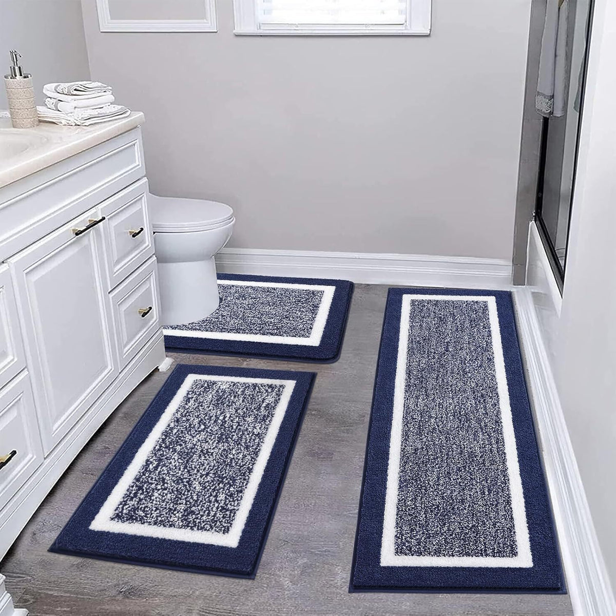 Bathroom Mat Set Plush Highly Absorbent Machine Washable