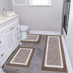 Bathroom Mat Set Plush Highly Absorbent Machine Washable