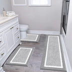Bathroom Mat Set Plush Highly Absorbent Machine Washable