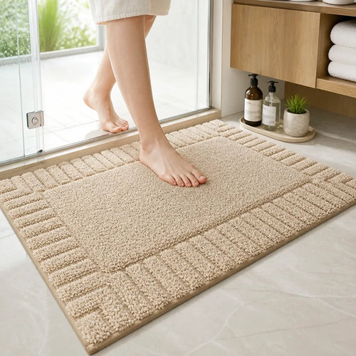 Bathroom Rug Soft Flocked Non-Slip Machine-Washable