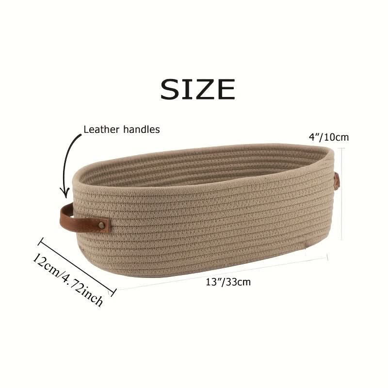 Bathroom Storage Basket Woven Cotton Rope Oval Shape