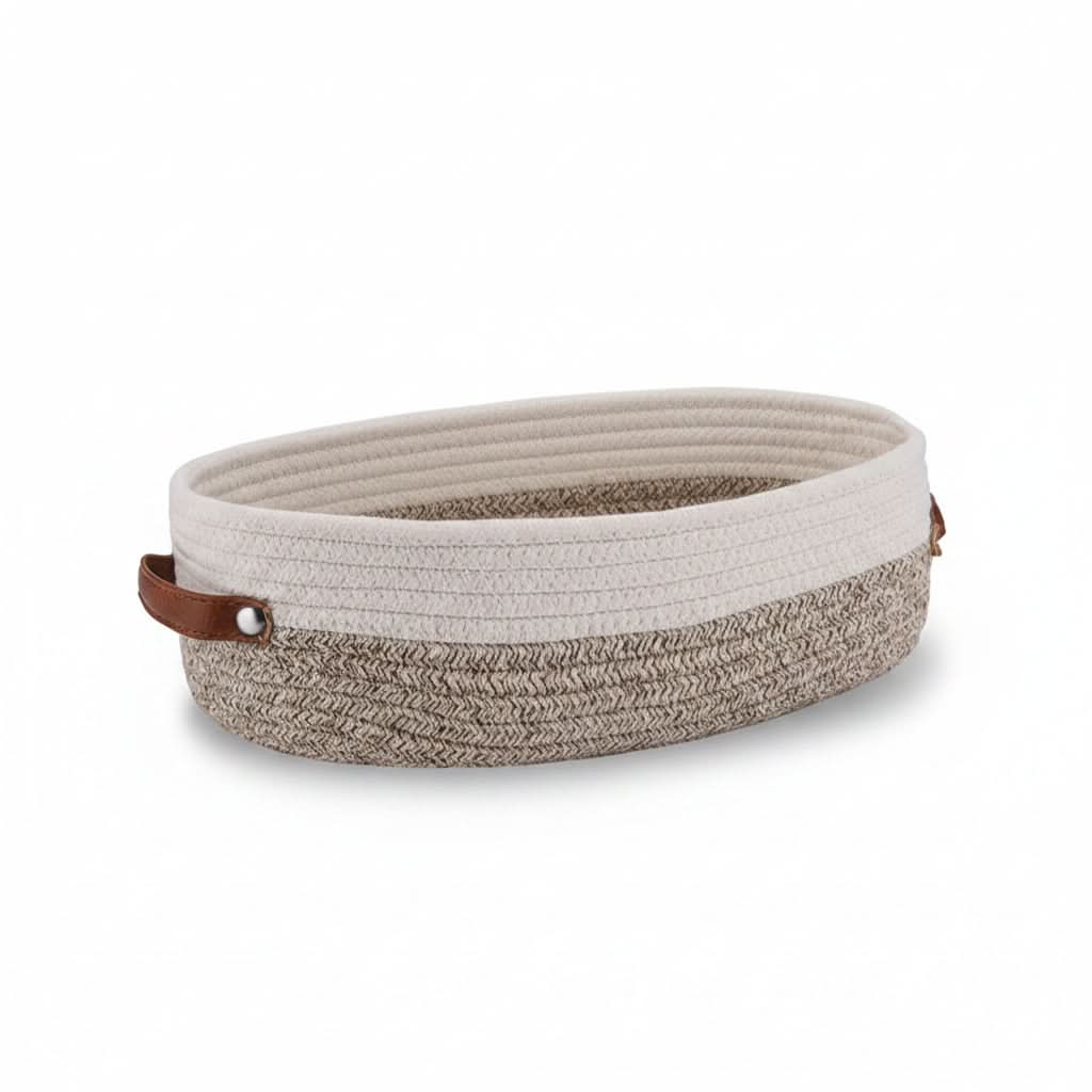 Bathroom Storage Basket Woven Cotton Rope Oval Shape