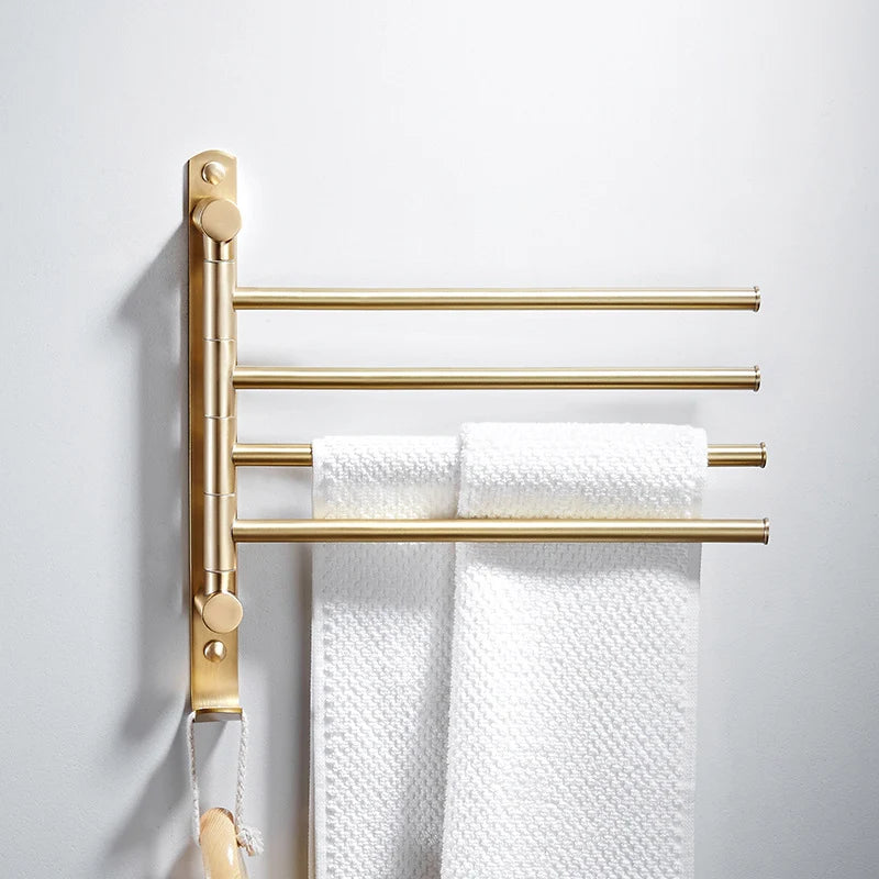 Bathroom Towel Holder Copper Swivel Brushed Brass Finish