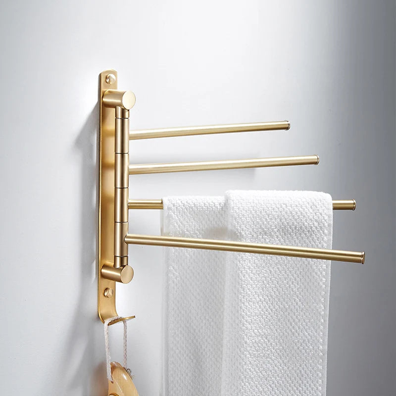 Bathroom Towel Holder Copper Swivel Brushed Brass Finish