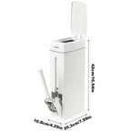 Bathroom Trash Bin Slim Space-Saving Hidden Brush