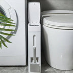 Bathroom Trash Bin Slim Space-Saving Hidden Brush