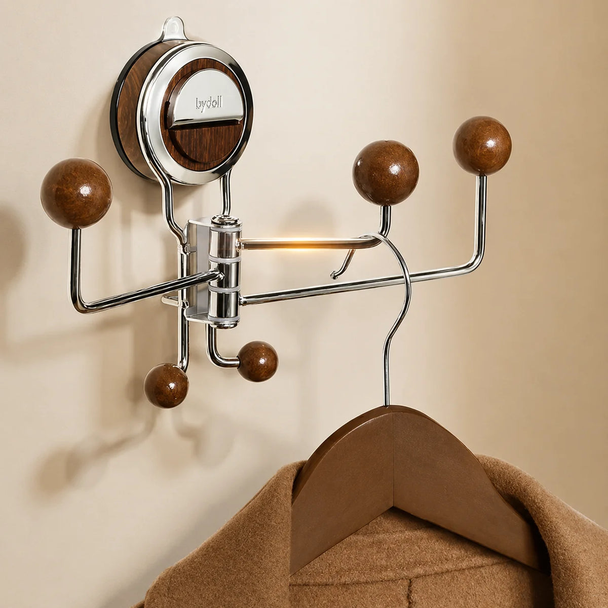 Bathroom Wall Hook No-Drill Suction-Cup 360° Rotating Stainless Steel