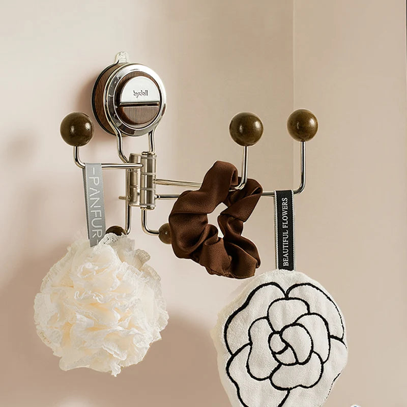 Bathroom Wall Hook No-Drill Suction-Cup 360° Rotating Stainless Steel