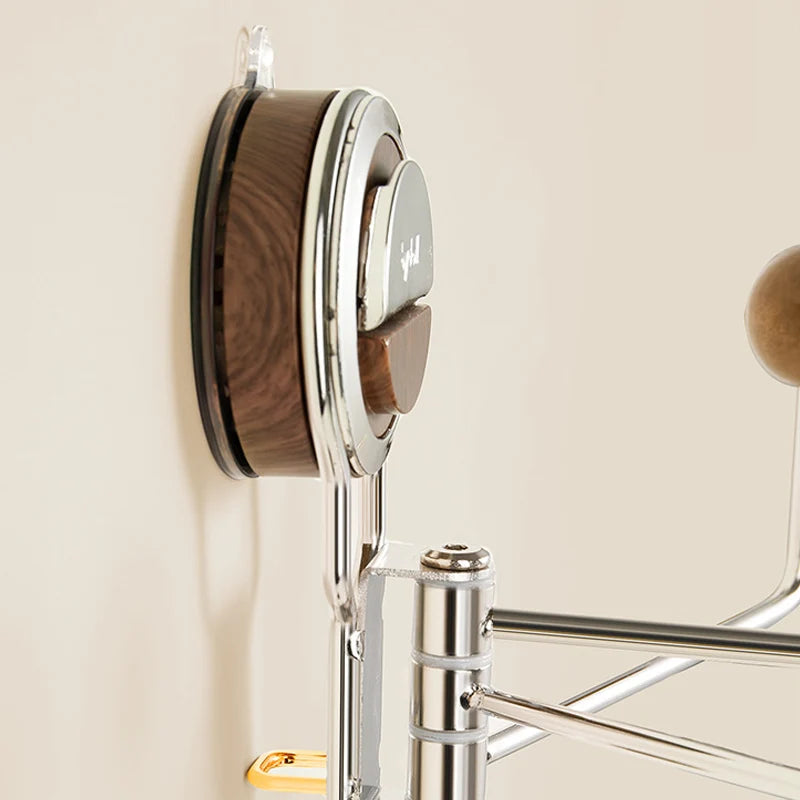 Bathroom Wall Hook No-Drill Suction-Cup 360° Rotating Stainless Steel