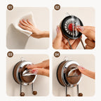 Bathroom Wall Hook No-Drill Suction-Cup 360° Rotating Stainless Steel