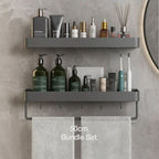 Bathroom Wall Shelf Integrated Towel Rail Water-Resistant