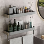 Bathroom Wall Shelf Integrated Towel Rail Water-Resistant