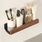 Bathroom Wall Shelf Solid Wood Self-Adhesive Water-Repellent Coating