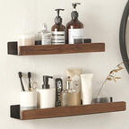Bathroom Wall Shelf Solid Wood Self-Adhesive Water-Repellent Coating
