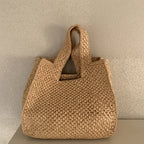 Beach Bag Braided Raffia Spacious Interior & Lightweight Handles