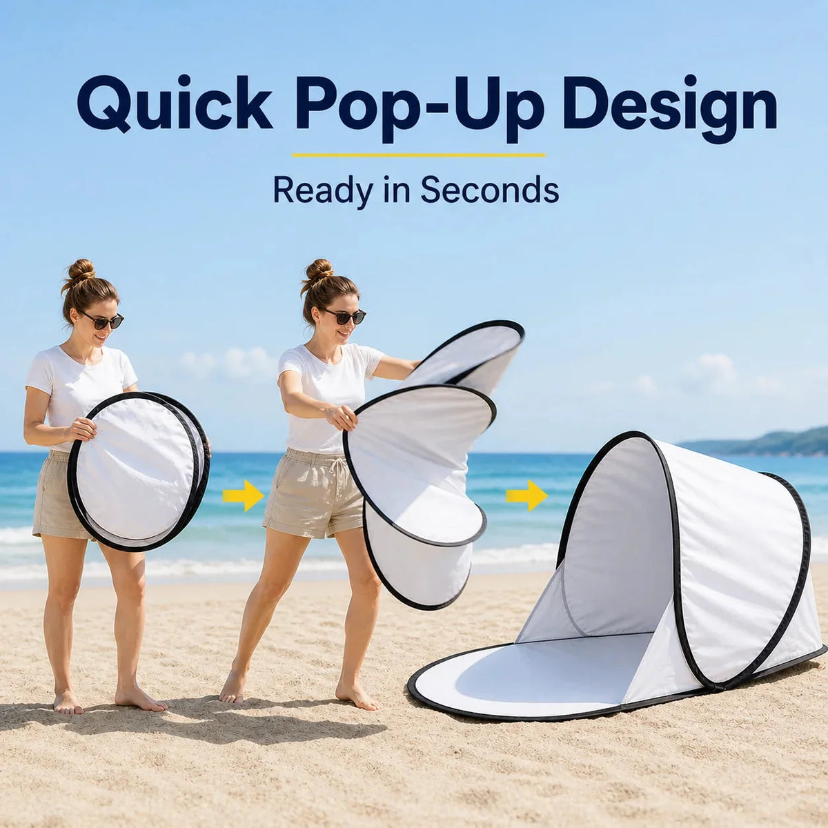 Beach Tent Automatic Pop-Up UV-Blocking Canopy & Ground Mat