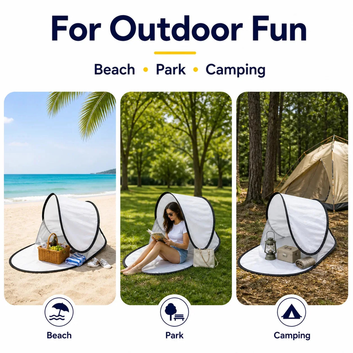 Beach Tent Automatic Pop-Up UV-Blocking Canopy & Ground Mat