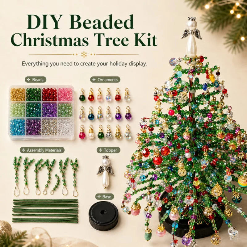 Beaded Tree Craft Kit Multicolored Beads Angel Topper