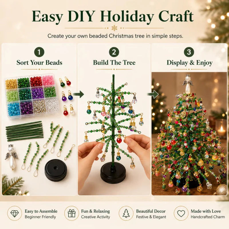 Beaded Tree Craft Kit Multicolored Beads Angel Topper
