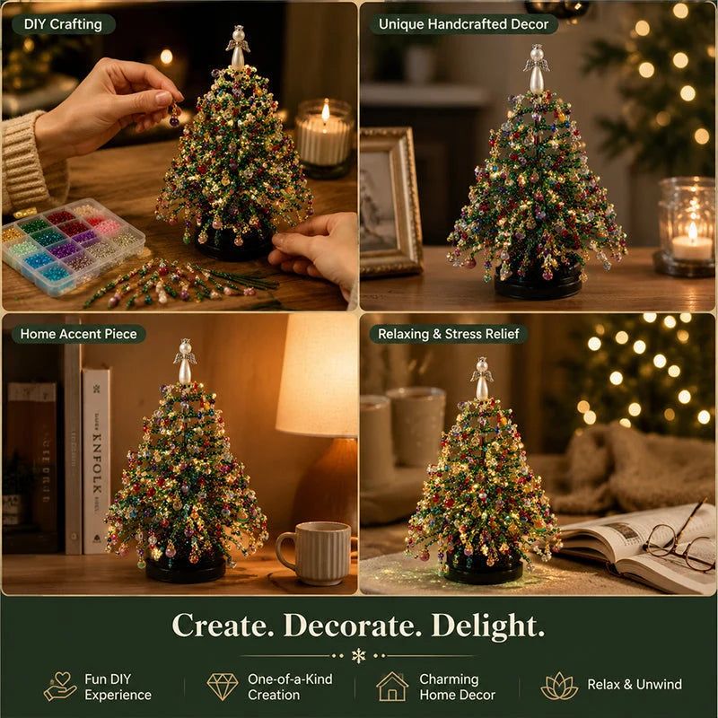 Beaded Tree Craft Kit Multicolored Beads Angel Topper