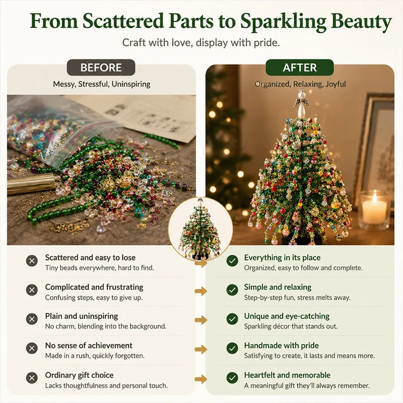 Beaded Tree Craft Kit Multicolored Beads Angel Topper