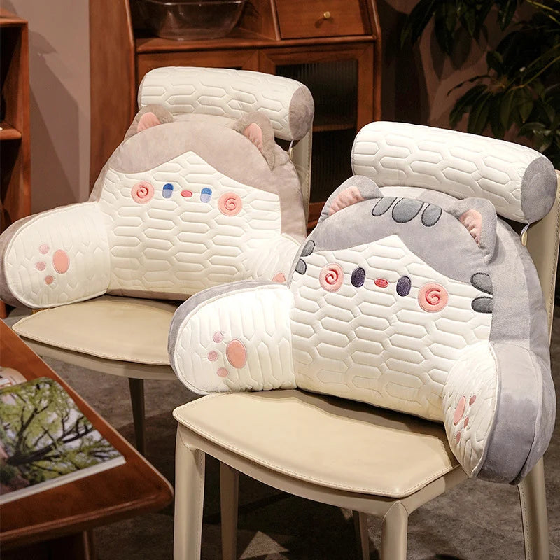 Bed Backrest Pillow Padded Armrests Removable Neck Roll