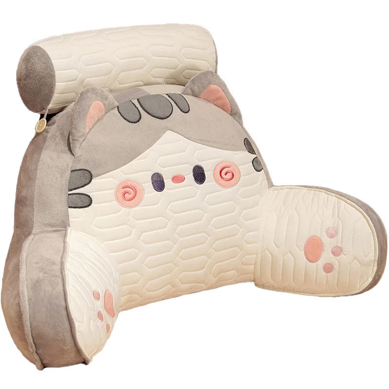 Bed Backrest Pillow Padded Armrests Removable Neck Roll