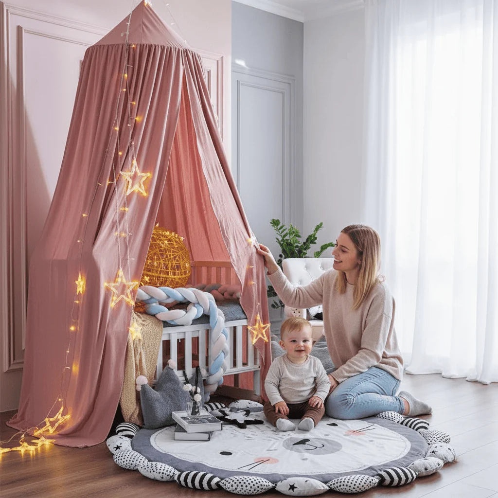 Bed Canopy Breathable Polyester-Cotton Blend With Mounting Kit
