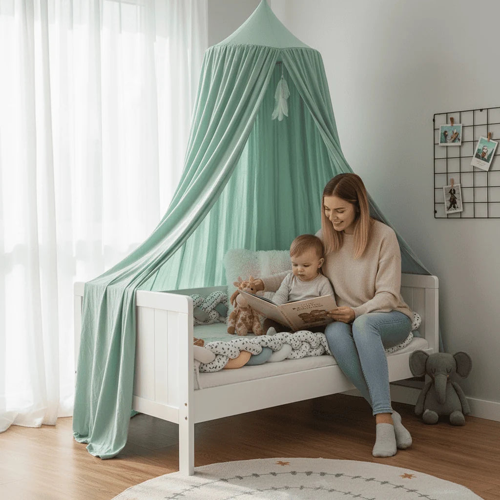 Bed Canopy Breathable Polyester-Cotton Blend With Mounting Kit