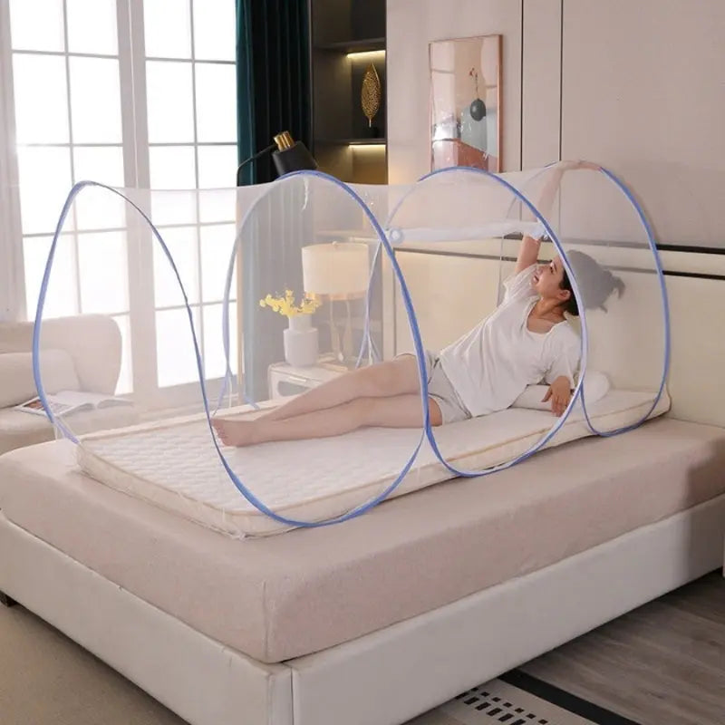 Bed Mosquito Net Foldable Polyester With Zipper