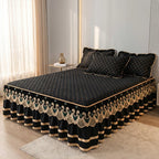Bed Skirt Quilted Cotton Blend Lace Trim