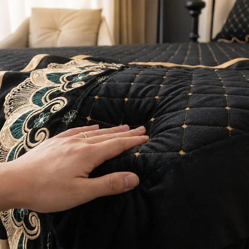 Bed Skirt Quilted Cotton Blend Lace Trim