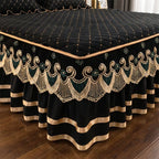Bed Skirt Quilted Cotton Blend Lace Trim