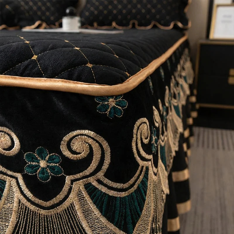 Bed Skirt Quilted Cotton Blend Lace Trim