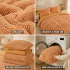 Bedding Set Mink Fleece 4-Piece Machine Washable