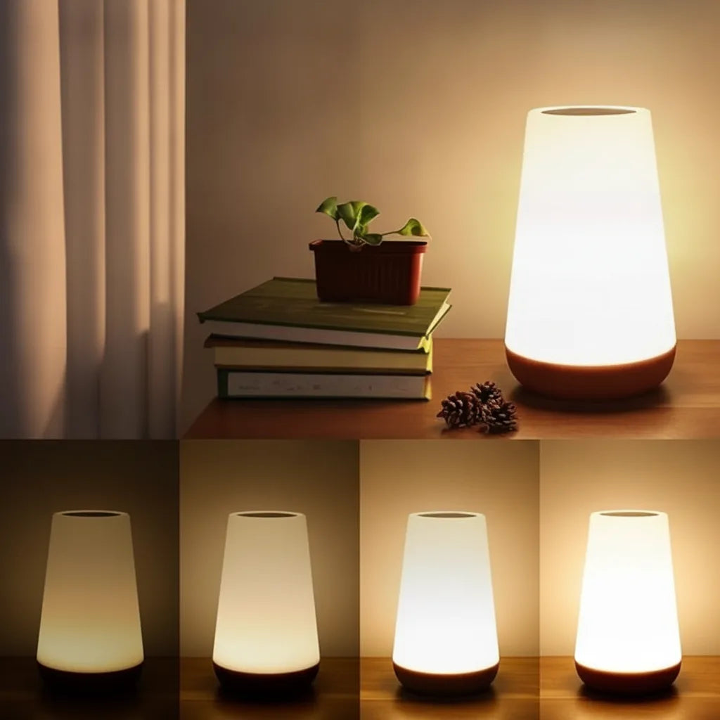 Bedside Table Lamp Touch Dimmable 13-Color USB Rechargeable