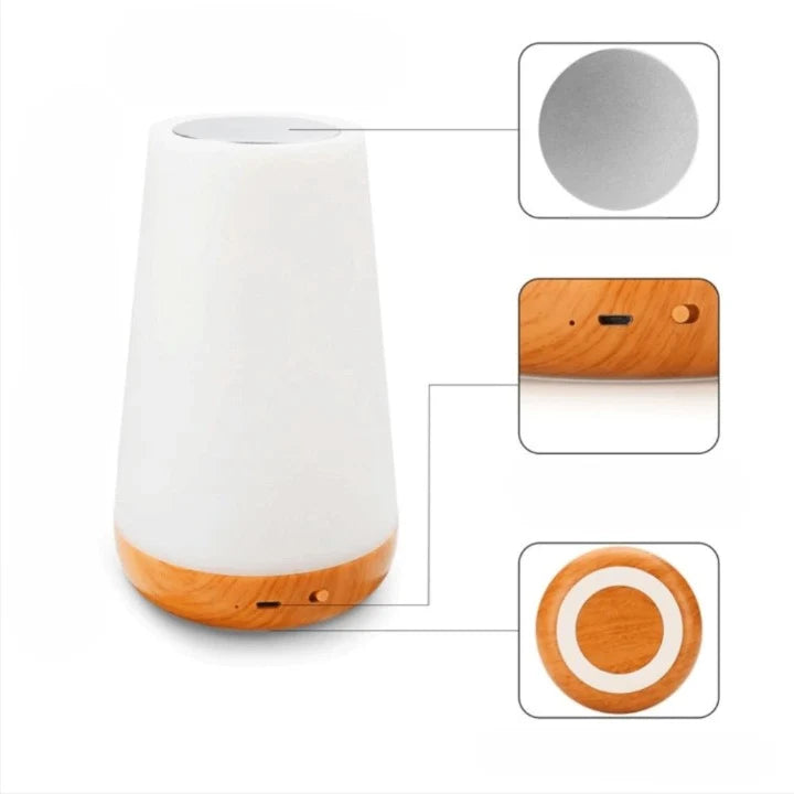 Bedside Table Lamp Touch Dimmable 13-Color USB Rechargeable