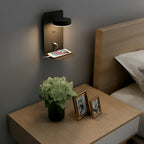 Bedside Wall Lamp Touch-Control Dimmable USB Shelf