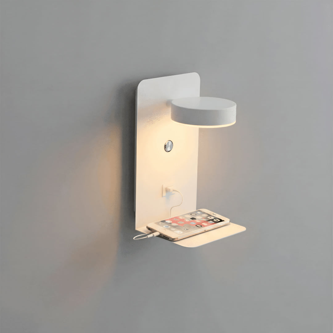 Bedside Wall Lamp Touch-Control Dimmable USB Shelf