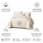 Bedspread Set 100% Cotton Quilted & Embroidered