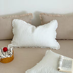 Bedspread Set Waffle Texture Ruffle Trim Quilted Pillowcase
