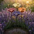 Bee Watering Stakes Glazed Ceramic Flower Design