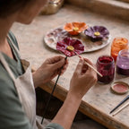 Bee Watering Stakes Glazed Ceramic Flower Design