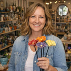 Bee Watering Stakes Glazed Ceramic Flower Design