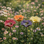 Bee Watering Stakes Glazed Ceramic Flower Design