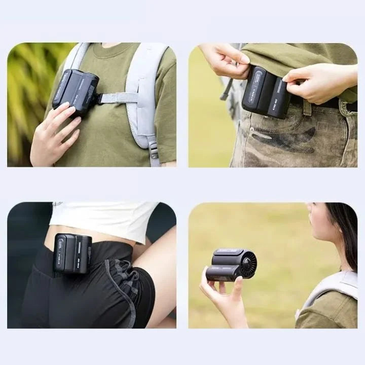Belt Clip Fan Hands-Free 8-Hour Battery Concealed Blades