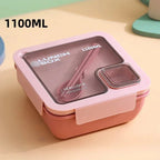 Bento Lunch Box Leak-Proof Silicone Seal Integrated Cutlery