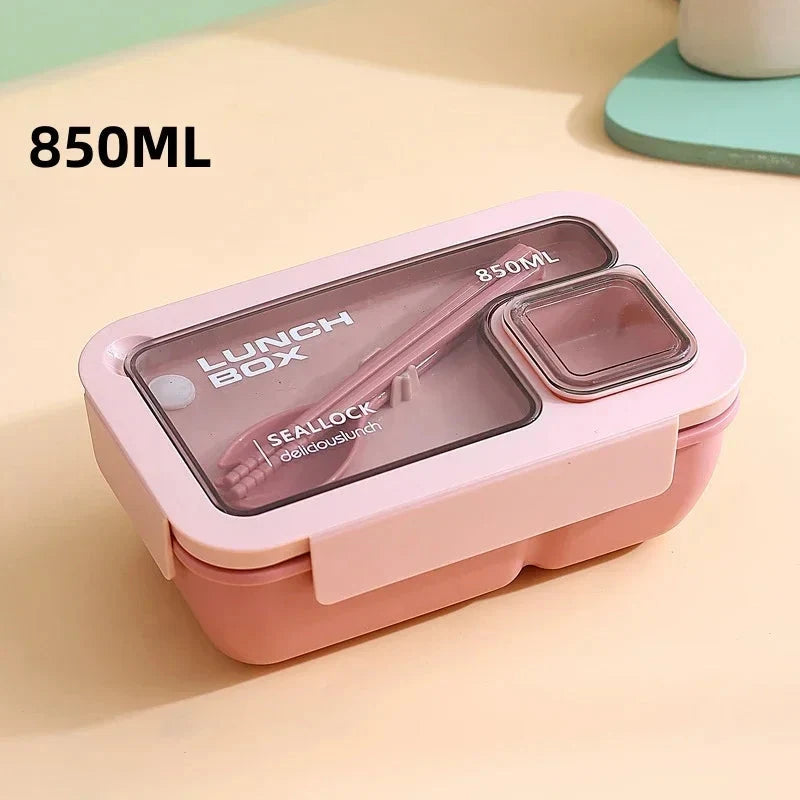 Bento Lunch Box Leak-Proof Silicone Seal Integrated Cutlery