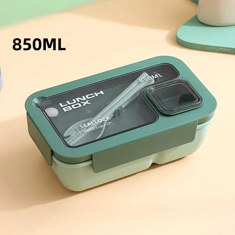 Bento Lunch Box Leak-Proof Silicone Seal Integrated Cutlery